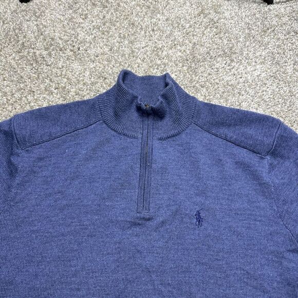 Polo Golf Ralph Lauren 100% Merino Wool Half-Zip Sweater XL Blue Pullover - Picture 2 of 8